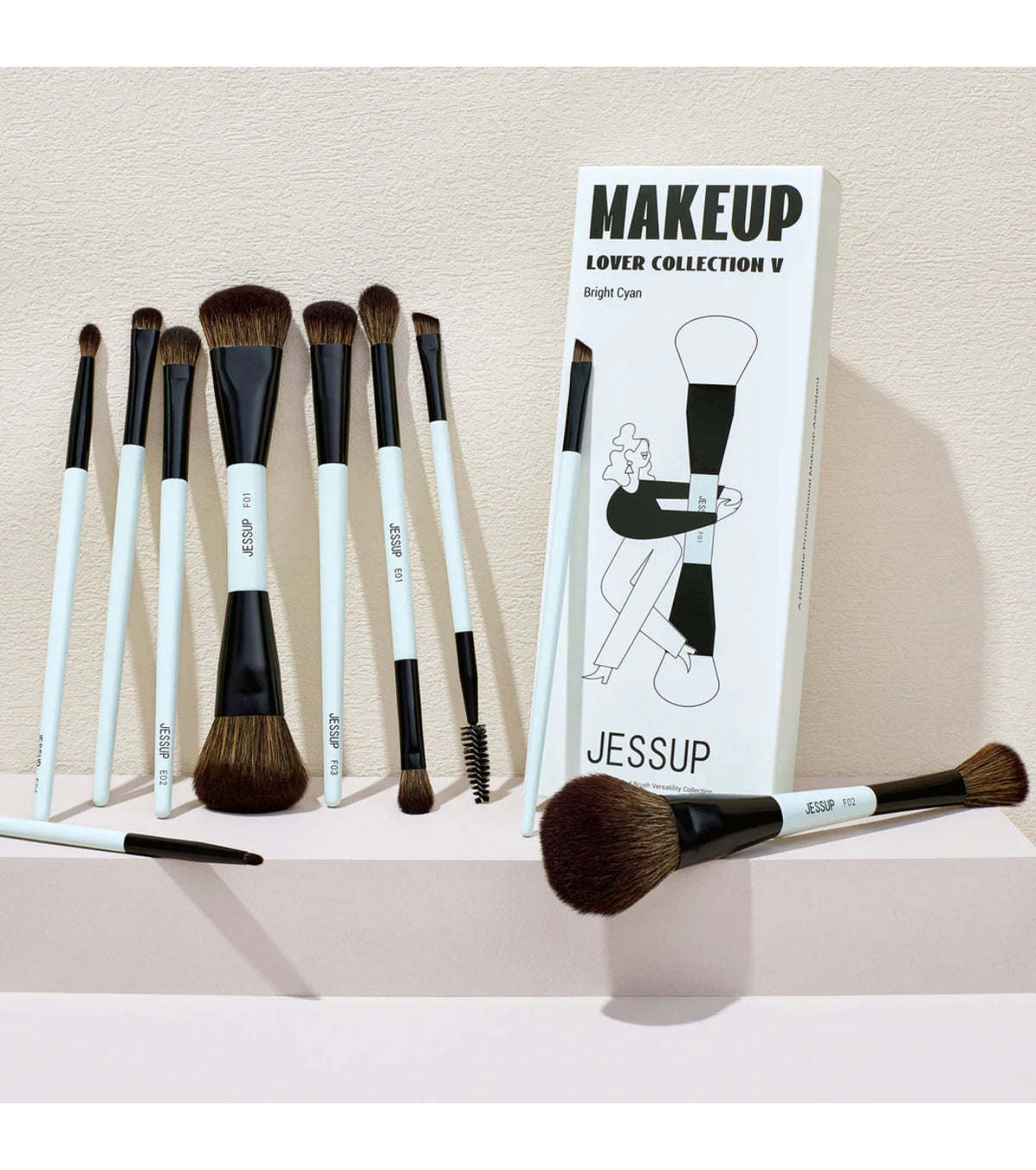 Jessup Makeup Lover Collection V – Set de brochas Bright Cyan
