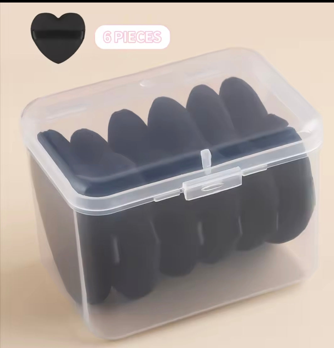 💖 Set de borlas Corazón – 6 piezas (Rosa + Negro)