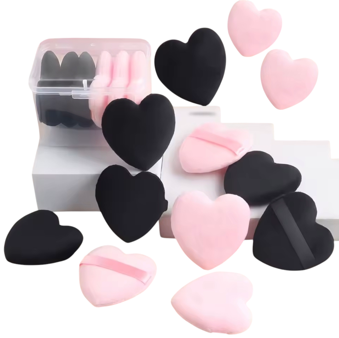 💖 Set de borlas Corazón – 6 piezas (Rosa + Negro)