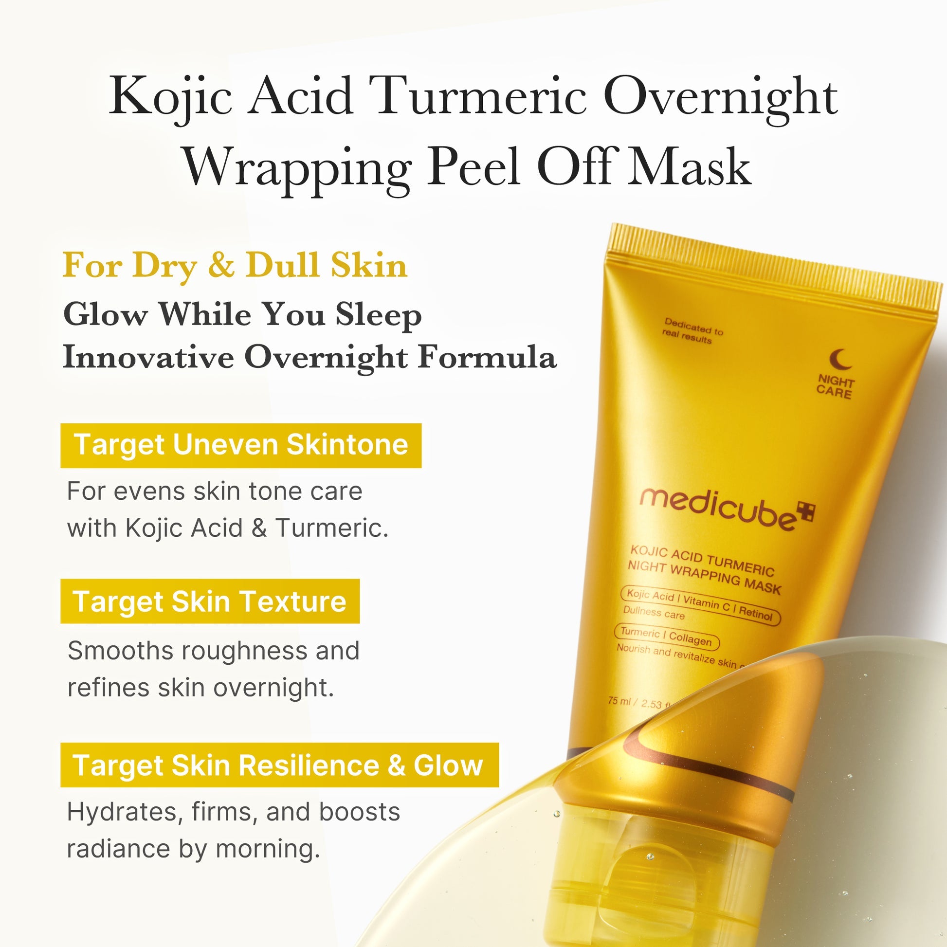 Kojic Ácido Tumeric Overnight Wrapping Peel off mask
