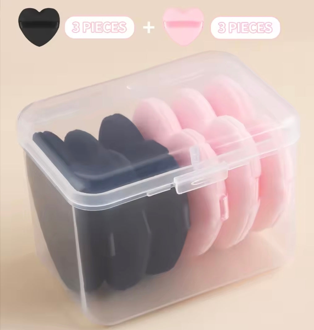 💖 Set de borlas Corazón – 6 piezas (Rosa + Negro)