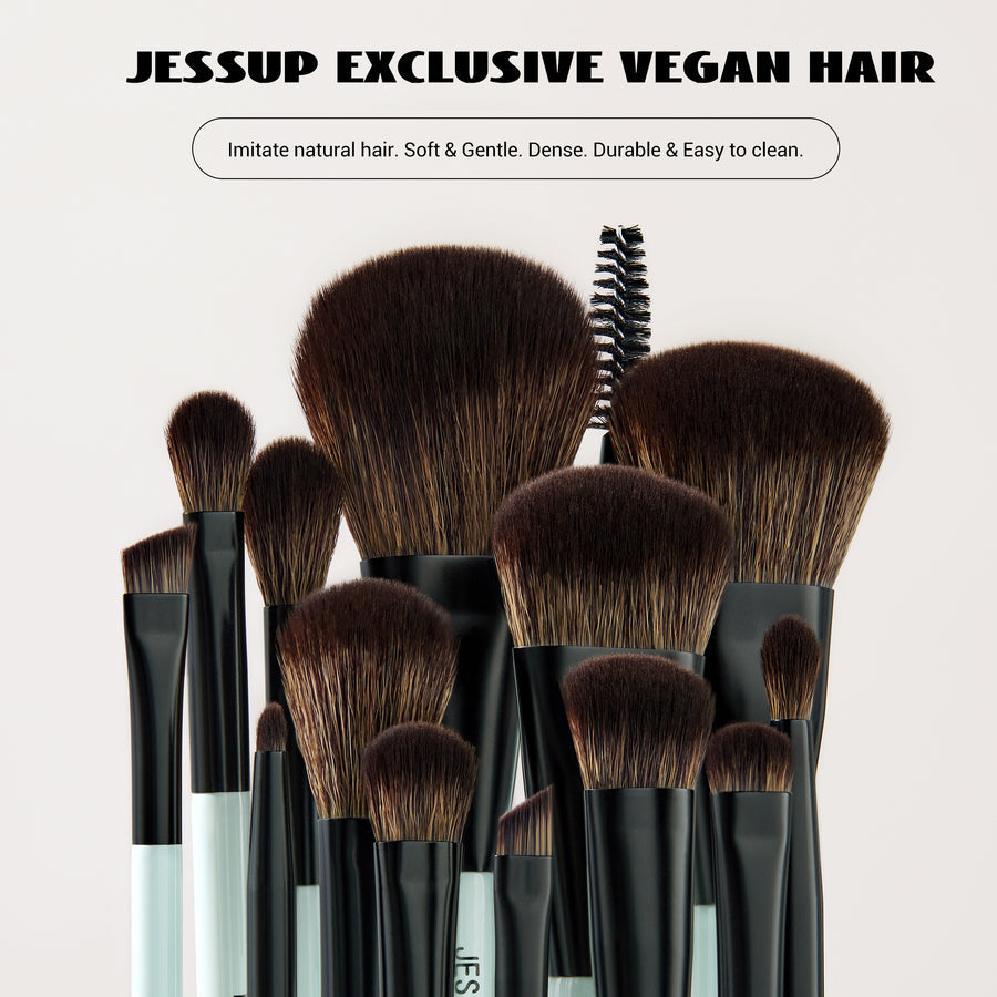 ✨ Set de Brochas Jessup T500 – 10 Piezas Profesionales Doble Punta en Bright Cyan ✨