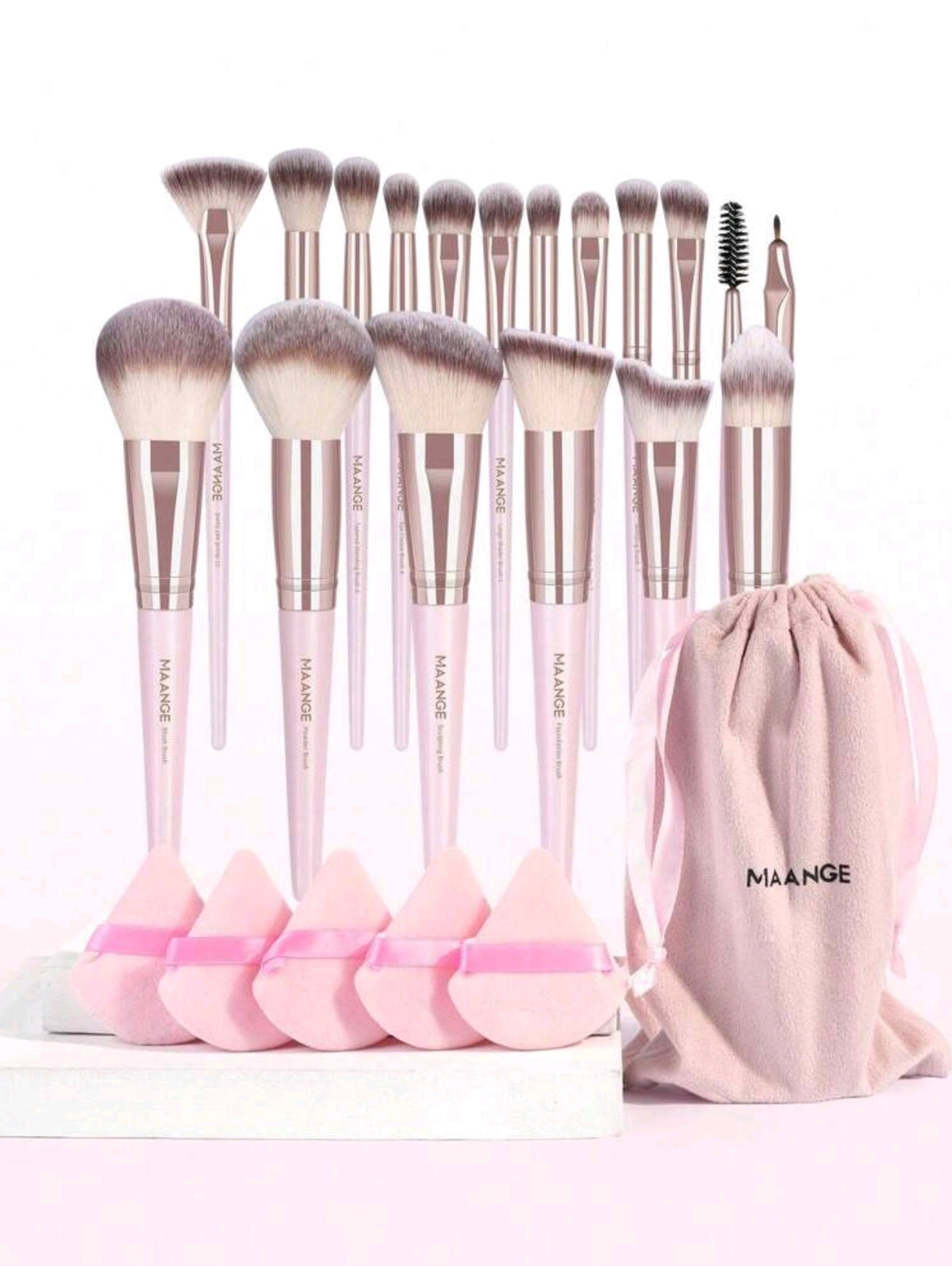Set de Brochas MAANGE Rosado – 24 piezas
